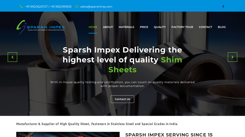 Supplier and Exporter of SS Sheets, Plates & Coils - Sparsh Impex