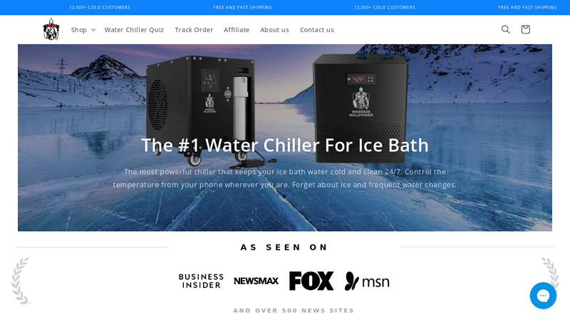 Water Chillers For Ice Bath | Cold Plunge Chillers C Warrior Willpower