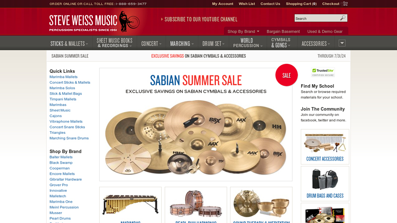 Steve Weiss Music | Percussion, Drum Sets, Drumsticks, Cymbals & Sheet Music