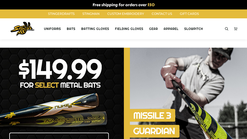 The BEST wood and BBCOR baseball bats, batting gloves, custom uniforms C Stinger Sports