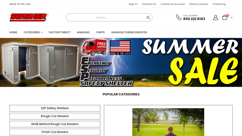 Outdoor Power Equipment and Tornado Shelter Manufacturers | Swisher