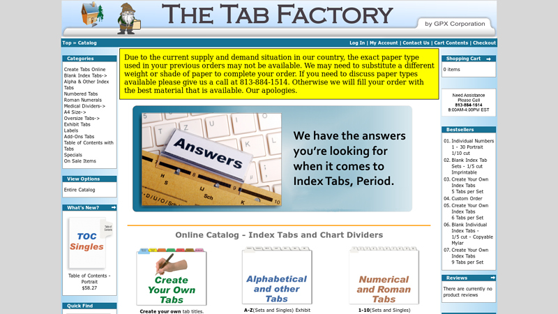 Index Tabs, Chart Dividers, Legal and Letter Size, Custom, Blank from The Tab Factory