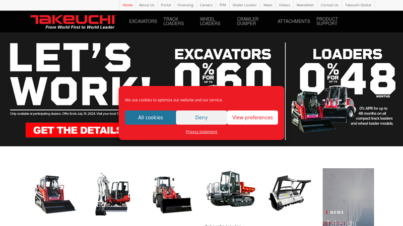 Compact Construction Equipment - Takeuchi US
