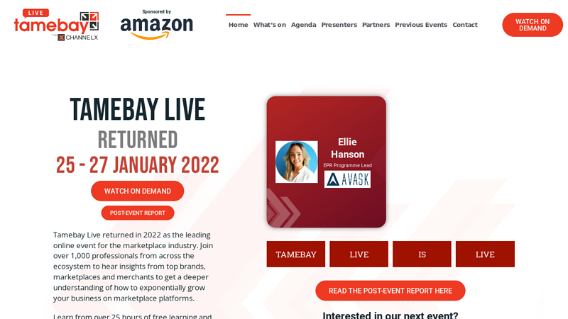 Tamebay Live - join brands, retailers and merchants in a 3 day online event