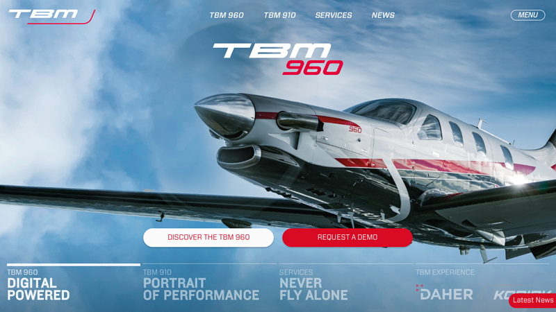 Daher, turboprop aircraft manufacturer - TBM 960, TBM 910, Kodiak 100 series III and support all previous models.