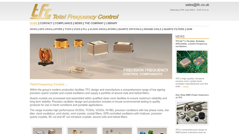 Quartz Crystals,OCXO, TCXO Precision Oscillators and Custom Wound Components by Total Frequency Control Limited