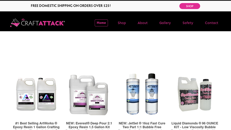 The Craft Attack: The Best Crystal Clear Epoxy Resin Crafting Products; The Craft Attack - The Best Crystal Clear Bubble Free Epoxy Resin Crafting Products. American manufacturer of The Craft Attack Resin Scrubs and UV Resin line of products, Artworks Epoxy Resin, JetSet Fast Cure, Everest Deep Pour, Malibu Surfboard Resin, pigments and resin craft and crafting supplies. The best epoxy resin for crafting, art, quick dry, river tables, tumblers, furniture, earrings, jewelry, coasters, paintings, DIY, repair, home, surfing, surf boards, countertops, floors, hearts, pendants, molds, molding, crafts and more! #1 authorized reseller and source for Liquid Diamonds epoxy resin, Marabu Alcohol Ink