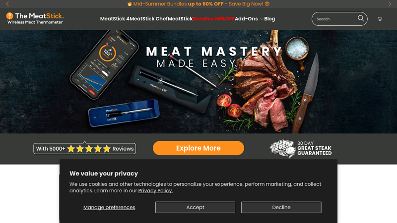 The MeatStick Wireless Meat Thermometer For BBQ & Kitchen