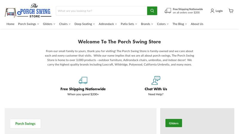 The #1 Rated Online Porch Swing, Patio and Adirondack Furniture Store!  The Porch Swing Store
