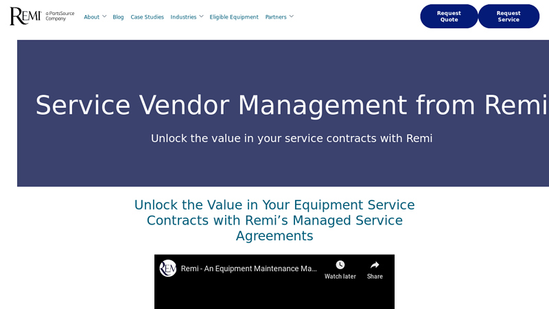 Service Vendor Management from Remi - Remi, a PartsSource Company