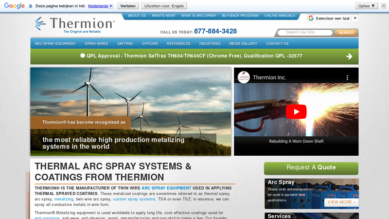 Metalizing Equipment - Thermal Arc Spray System | Thermion