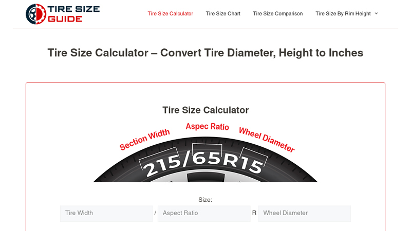 Tire Size Calculator: Diameter, Height In Inches Conversion