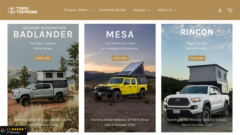 Topo Toppers - Pop-up Truck Camper Shells C Topo Toppers, LLC