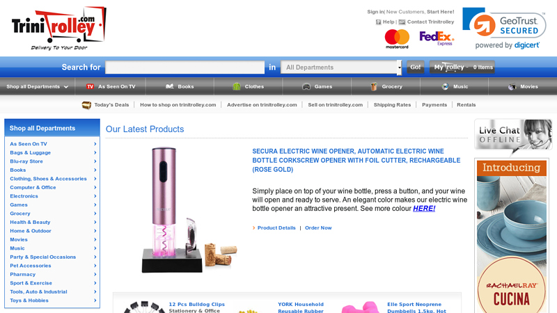 TriniTrolley.com: Trinidad & Tobago & Caribbean Online Shopping for Electronics, Groceries, Books, DVDs, Music, Games, Clothing, Home & Outdoor...