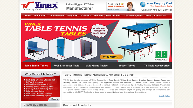 Table Tennis Table Manufacturer, Price, Online Shop, India