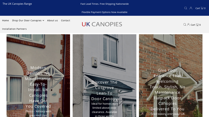 UK CANOPIES - unique, stylish and practical flat-packed door canopies