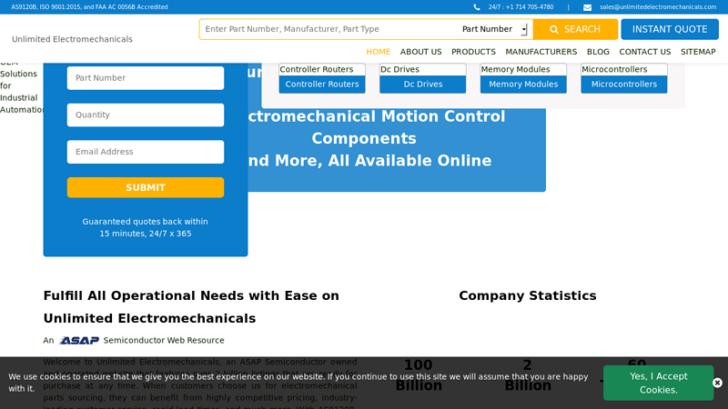 Premier Supplier of Electromechanical Parts and Components | Unlimited Electromechanicals