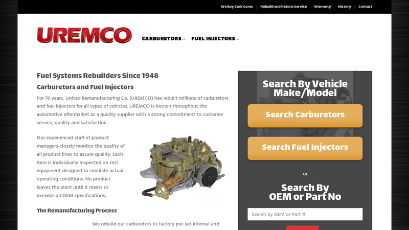 Home | United Remanufacturing Company | Carburetors and Fuel Injectors