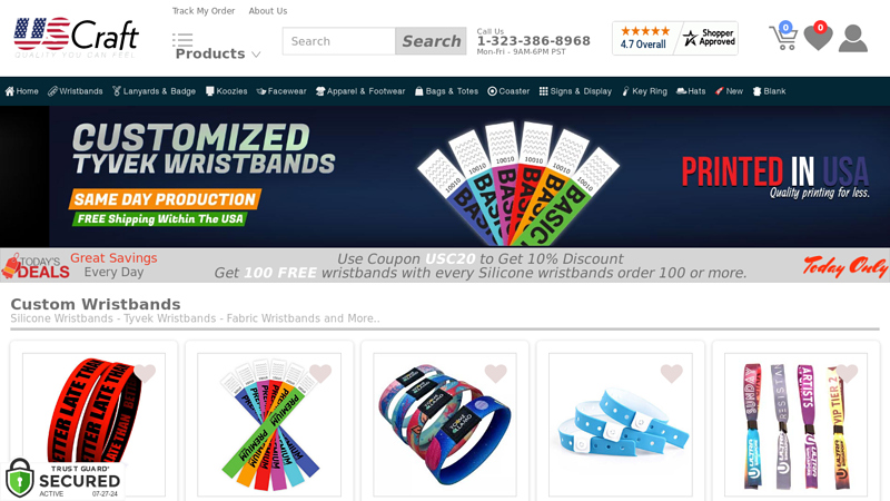 Wristbands | Buy Custom Rubber Bracelets, Silicone Wristbands, Lanyards, Koozies, Cork Coaster and other Promotional Products - UScraft.com