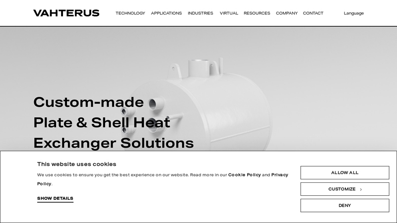 Custom-made Plate & Shell Heat Exchanger Solution | Vahterus