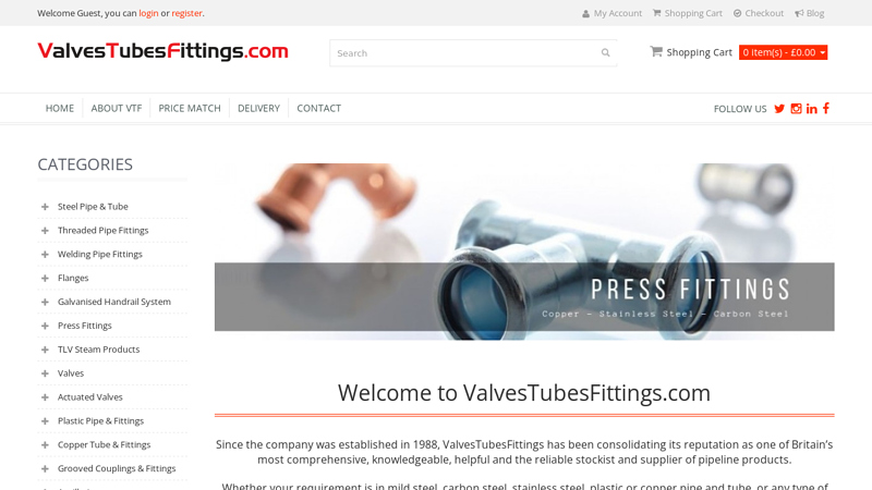 ValvesTubesFittings | The Online Pipeline Supplier