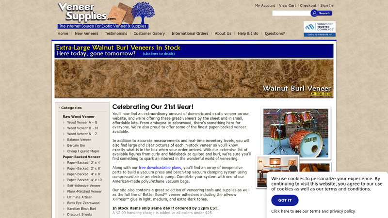 Supporting Woodworkers for 21 Years! - Exotic Wood Veneer, Vacuum Press Systems, Tools and Supplies