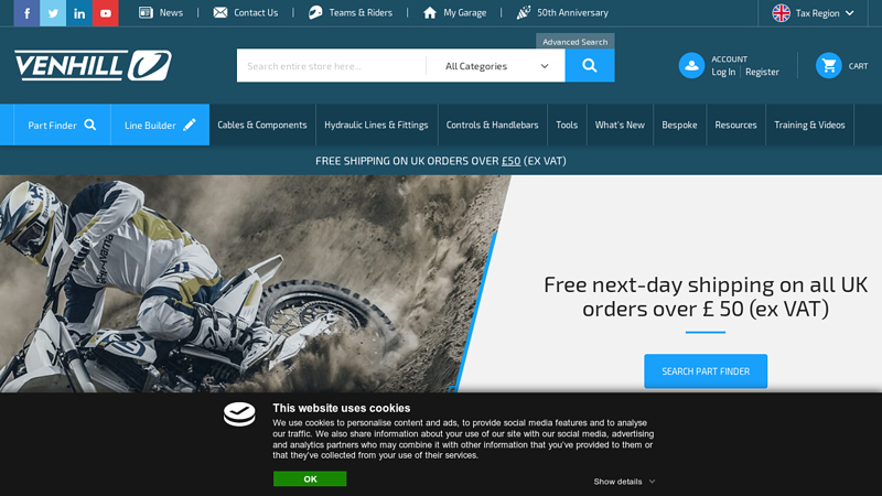 Venhill | Control Cables and Braided Brake Lines for Motorcycles, Quad Bikes, Cars & Karts