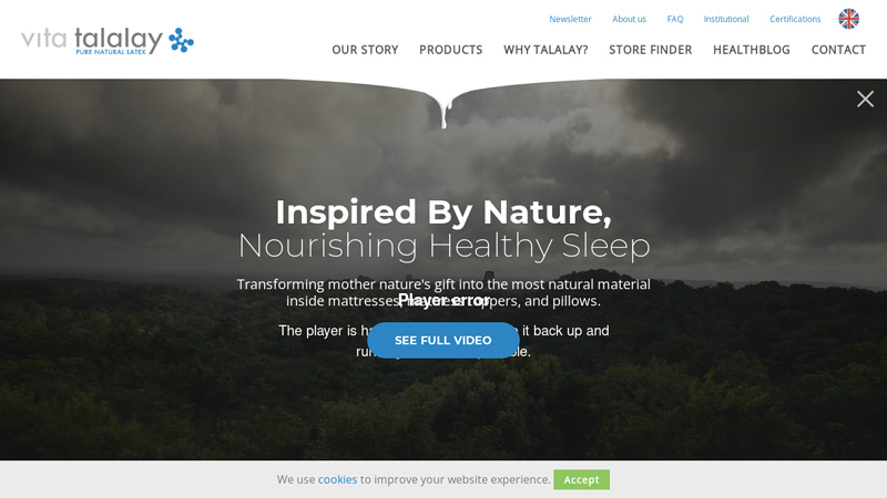 Latex Mattress, Topper & Pillow- Sleep Healthy- Vita Talalay