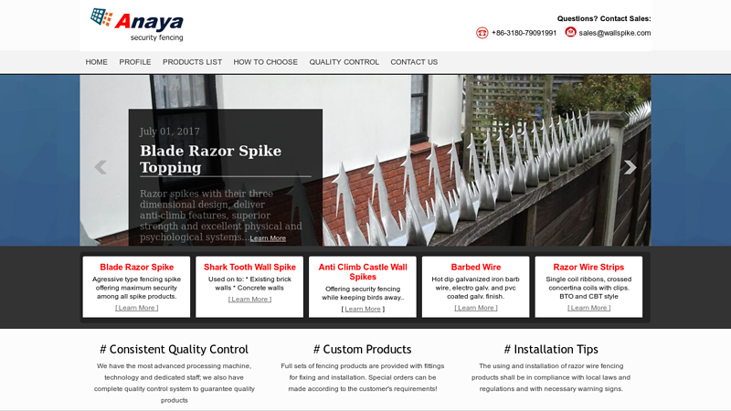 Wall Spikes Perimeter Security Fence