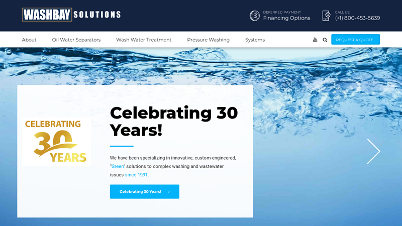 Wash Bay Solutions International C Advanced Oil Water Separators C Offers low maintenance, heavy-duty water reclaim systems, clarifying oil water separators, and pressure washing systems.