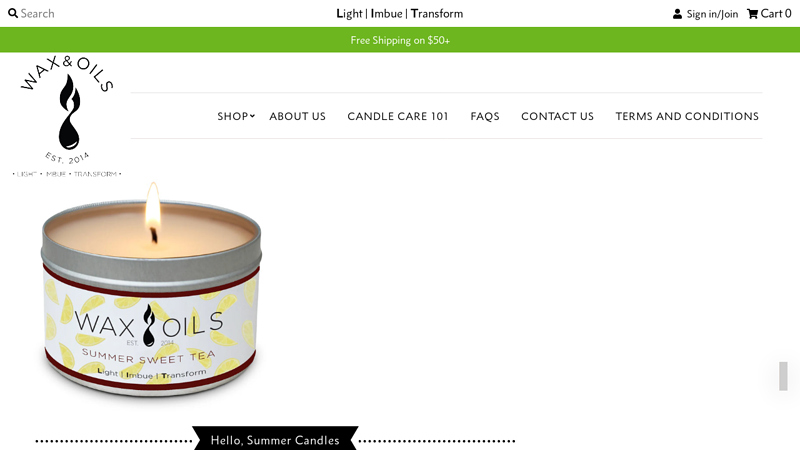 Wax & Oils Scented Soy Candles