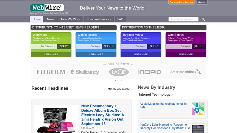 Press Release Distribution Services - WebWire