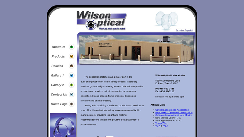 Wilson Optical - The Official Optical Laboratory With You In Mind. Wholesale optical manufacturer, specialty lenses, lenses, frames, bifocals, trifocals, prescription safety glasses, eye glasses, optical supplier.