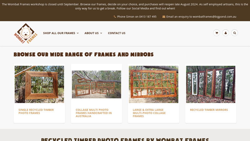 Australian Recycled Timber Photo Frames | Wombat Frames